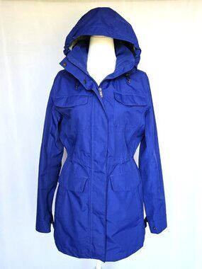 Lands’ End Blue Hooded Rain Jacket | Lightweight Windbreaker | XS 2–4